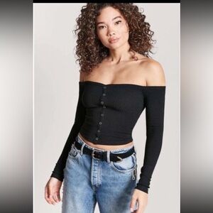 Off Shoulder Long Sleeve Shirt